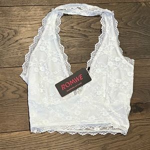 White halter lace top